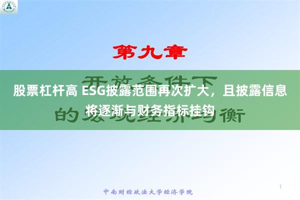 股票杠杆高 ESG披露范围再次扩大，且披露信息将逐渐与财务指标挂钩