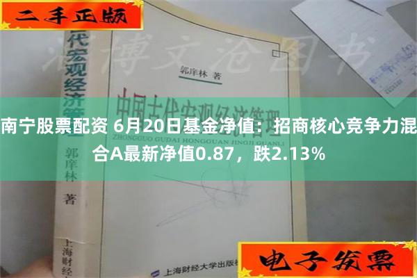 南宁股票配资 6月20日基金净值：招商核心竞争力混合A最新净值0.87，跌2.13%