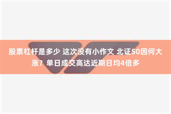 股票杠杆是多少 这次没有小作文 北证50因何大涨？单日成交高达近期日均4倍多