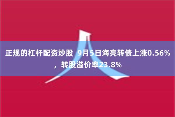 正规的杠杆配资炒股  9月5日海亮转债上涨0.56%，转股溢价率23.8%